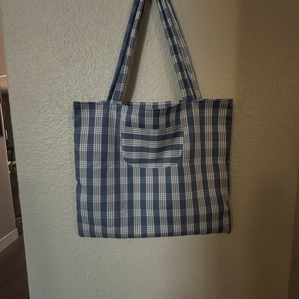 Blue Palaka Tote Bag